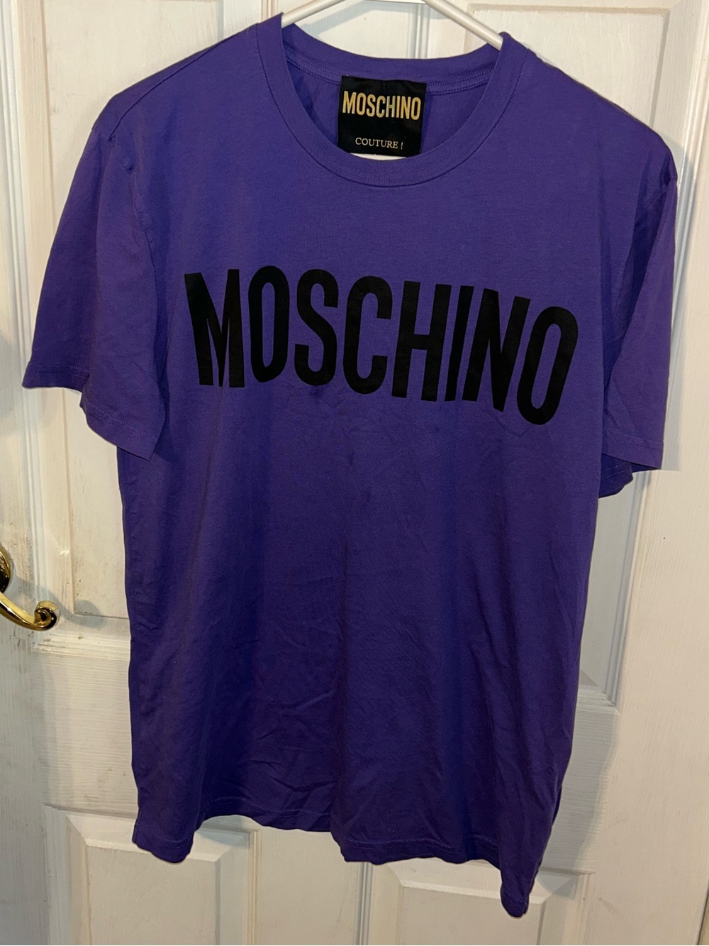 Moschino Purple Crewneck T-Shirt with Black Logo